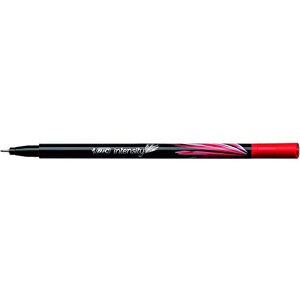 BIC Lot de 12 Stylos feutre Fineliner Intensity pointe baguée métal fine 0,4mm rouge - Publicité