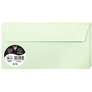 Clairefontaine 5475C Paquet de 20 Enveloppes Auto-Adhésives Format DL 11x22cm 120g/m² Coloris Vert Invitation Evènements et Correspondance Gamme Pollen Papier Premium Lisse - Publicité