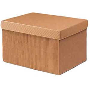 Lucgel Boîte de rangement avec couvercle, papier cartonné ondulé avane, 39 x 29 x (H) 24 cm, cadeau de Noël avec boîte à lettres avec papier kraft marron corrugated - Publicité