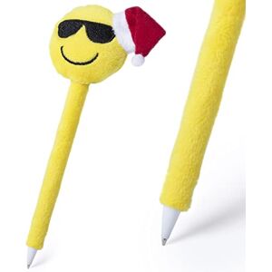 Stylo à Bille avec Emotion Noël Père Noël Emoji Peluche École Cadeau (Lunettes) - Publicité