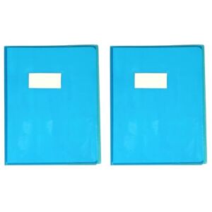 Calligraphe 73002C Un Protège-Cahier Cristalux Bleu 17x22 cm 22/100ème avec Porte-Étiquette PVC Transparent Lisse (Lot de 2) - Publicité
