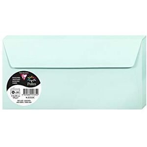 Clairefontaine 55335C Paquet de 20 Enveloppes Auto-Adhésives Format DL (11x22cm) 120g/m² Coloris Vert Jade Invitation Evènements et Correspondance Gamme Pollen Papier Premium Lisse - Publicité