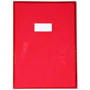 Calligraphe 73203C Un Protège-Cahier Cristalux Rouge A4 21x29,7 cm 22/100ème avec Porte-Étiquette PVC Transparent Lisse - Publicité