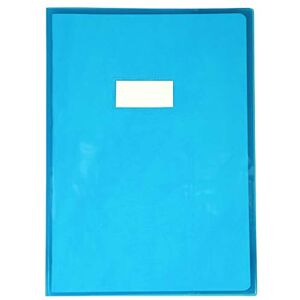 Calligraphe 73202C Un Protège-Cahier Cristalux Bleu A4 21x29,7 cm 22/100ème avec Porte-Étiquette PVC Transparent Lisse - Publicité