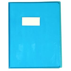 Calligraphe 73002C Un Protège-Cahier Cristalux Bleu 17x22 cm 22/100ème avec Porte-Étiquette PVC Transparent Lisse - Publicité