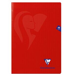 Clairefontaine 333101C Un Cahier Agrafé Mimesys Rouge A4 21x29,7 cm 48 Pages Grands Carreaux Papier  Blanc 90 g Couverture Polypro - Publicité