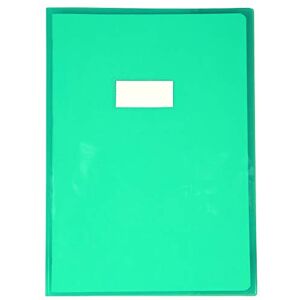 Calligraphe 73205C Un Protège-Cahier Cristalux Vert A4 21x29,7 cm 22/100ème avec Porte-Étiquette PVC Transparent Lisse - Publicité