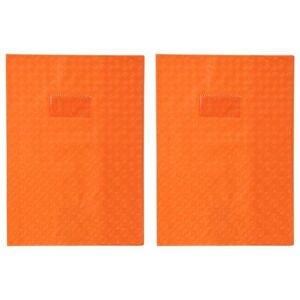 Calligraphe 72418C Un Protège-Cahier Grain Losange Orange 24x32 cm 18/100ème avec Porte-Étiquette PVC Opaque (Lot de 2) - Publicité
