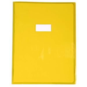 Calligraphe 73404C Un Protège-Cahier Cristalux Jaune 24x32 cm 22/100ème avec Porte-Étiquette PVC Transparent Lisse - Publicité