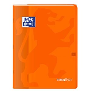 Oxford EasyBook Cahier Agrafé 24 x 32cm 96 Pages Grands Carreaux Seyès 90gr Couverture Polypro Orange avec Pochettes - Publicité