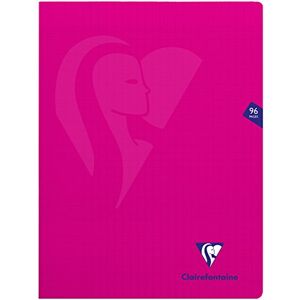 Clairefontaine 313361C Un Cahier Agrafé Mimesys Rose 24x32 cm 96 Pages Grands Carreaux Papier Blanc 90 g Couverture Polypro - Publicité