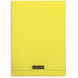 Calligraphe 18384C Un Cahier Agrafé Jaune (une Marque de Clairefontaine) 24x32 cm 96 Pages Petits Carreaux Papier Blanc 90 g Couverture Polypro Transparent - Publicité