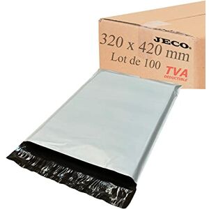 JeCo De 25 à 1000 Pochettes plastique VAD d'expédition opaques 320x420 mm, enveloppes plastifiées d'expédition 32x42 cm 50 microns. Légère, solide, inviolable et imperméable (Lot de 100) - Publicité