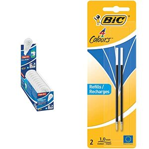 BIC Tipp-Ex Easy Refills ECOlutions Recharges Ruban Correcteur 14 m x 5 mm, Boîte de 10 & 4 Couleurs Recharges pour Stylo-Bille Pointe Moyenne (1,0 mm) Bleu, Blister de 2 - Publicité