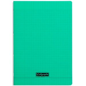 Calligraphe 18025C Un Cahier Agrafé Vert (une Marque de Clairefontaine) A4 21x29,7 cm 48 Pages Grands Carreaux Papier Blanc 90 g Couverture Polypro Transparent - Publicité