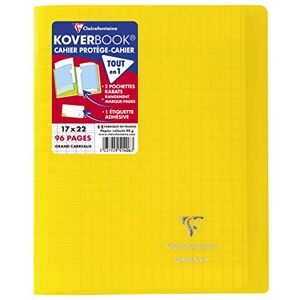 Clairefontaine 951406C Un Cahier Agrafé Koverbook Jaune 17x22 cm 96 Pages Grands Carreaux Papier Blanc 90 g Couverture Polypro - Publicité