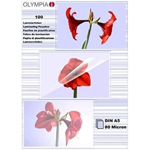 Olympia Pochettes de plastification à chaud, DIN A5, 80 microns, 100 pochettes tansparentes - Publicité