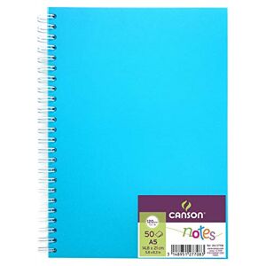 Canson Carnet de 50 feuilles notes et dessin format A5 120g spiralé couverture polypro Bleu - Publicité