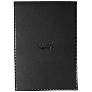 Rhodia 118169C Étui Porte-Bloc+ Bloc-Notes Agrafé N°16 Noir A5 15,5 x 22,3 cm Petits Carreaux 80 Feuilles Détachables Papier Clairefontaine Blanc 80 g/m² Porte-Crayon Simili Cuir - Publicité