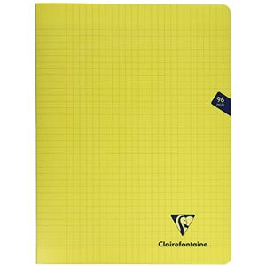 Clairefontaine 343361C Un Cahier Agrafé Mimesys Jaune 24x32 cm 96 Pages Grands Carreaux Papier Blanc 90 g Couverture Polypro - Publicité