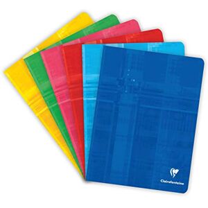 Clairefontaine 3742C Un Cahier Agrafé 17x22 cm 96 Pages Petits Carreaux Papier Blanc 90 g Couverture Carte Pelliculée Couleur Aléatoire (lot de 1) - Publicité