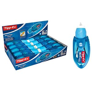 BIC Tipp-Ex Micro Tape Twist Rubans Correcteurs Très Résistants & Pratiques de 8 m x 5 mm Corps Bleu, Boîte de 10 - Publicité