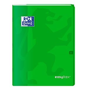 Oxford EasyBook Cahier Agrafé 24 x 32cm 96 Pages Grands Carreaux Seyès 90gr Couverture Polypro Vert avec Pochettes - Publicité