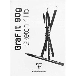 Clairefontaine 96667C Bloc Agrafé GraF'it 80 Feuilles Papier Dessin Croquis Uni Feuilles Détachables A6 10,5x14,8 cm 90g Couverture Blanche - Publicité