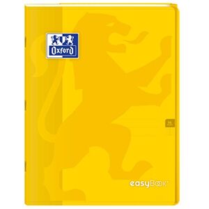 Oxford EasyBook Cahier Agrafé 24 x 32cm 96 Pages Grands Carreaux Seyès 90gr Couverture Polypro Jaune avec Pochettes - Publicité