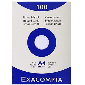 EXACOMPTA Réf. 13306E Étui de 100 fiches bristol unies non perforées format 210 x 297 mm compatibles avec imprimante jet d'encre, laser et photocopieur couleur blanc - Publicité