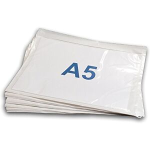 CBJ Emballages Lot de 250 Pochette A5 porte-documents adhésives transparente Pochette d’Expédition autocollante pour petit colis 255 x 165 mm (A4 plié en 2) Pochette collante pour insertion des documents - Publicité