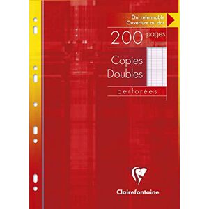 Clairefontaine 4711C Un Étui de Copies Doubles Perforées A4 21x29,7 cm 200 Pages Grands Carreaux Papier Blanc 90 g Étui Réutilisable - Publicité