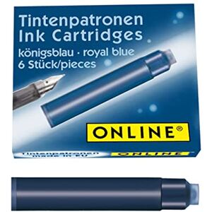 Online 6x Recharges d'encre pour stylos-plumes I compatible avec Pelikan, Stabilo, Schneider etc I encre bleu roi I cartouches d'encre universelles pour stylos-plumes I effaçables et lavables - Publicité