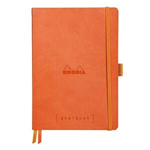 Rhodia 117774C Carnet Souple Bullet Journal Goalbook Tangerine A5 14,8 x 21 cm Petits Carreaux 240 pages Papier Clairefontaine Ivoire 90 g/m² 2 Rubans, Fermeture Élastique Simili Cuir - Publicité