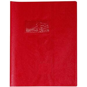 Calligraphe 72003C Un Protège-Cahier Grain Cuir Rouge groseille 17x22 cm 22/100ème avec Porte-Étiquette PVC Opaque - Publicité