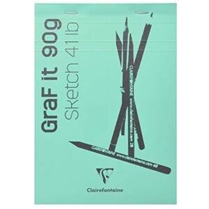 Clairefontaine 96619C Bloc Agrafé GraF'it 80 Feuilles Papier Dessin Croquis Uni Feuilles Détachables A6 10,5x14,8 cm 90g Couleur de Couverture Aléatoire - Publicité