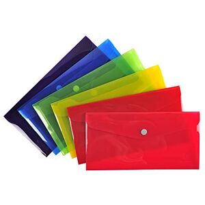 EXACOMPTA Réf. 34420E Carton de 30 pochettes fermeture bouton pression avec rabat En PP lisse Dimensions : 23x12cm Format à classer 10x21 cm (DL) 6 couleurs assorties - Publicité