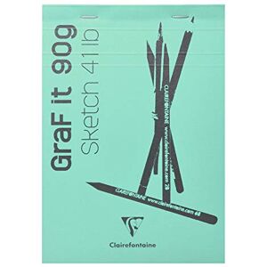 Clairefontaine 96733C Bloc Agrafé GraF'it 80 Feuilles Papier Dessin Croquis Uni Feuilles Détachables A6 10,5x14,8 cm 90g Couverture Turquoise - Publicité