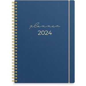 Agenda 2024 Organizer & Notes Bleu, 11 Décembre 2023 Au 5 Janvier 2025, 21X17 Cm, En Français, Semainier