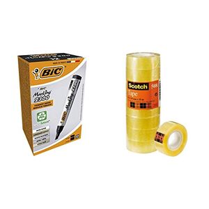 BIC 2300 ECOlutions Marqueurs Permanents à Pointe Moyenne Biseautée Noir, Boîte de 12 & Scotch YP208060670 Pack de 8 Rubans 19 mm x 33 m - Publicité