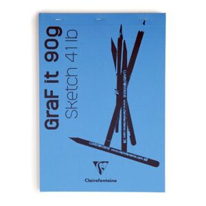 Clairefontaine 96731C Bloc Agrafé GraF'it 80 Feuilles Papier Dessin Croquis Uni Feuilles Détachables A6 10,5x14,8 cm 90g Couverture Bleu Roi - Publicité