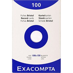 EXACOMPTA Réf. 13302E Étui de 100 fiches bristol unies non perforées format 100 x 150 mm compatibles avec imprimante jet d'encre, laser et photocopieur couleur blanc - Publicité