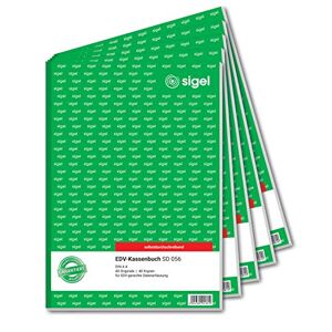 Sigel SD056/5 Lot de 5 carnets de caisse EDV A4 2 x 40 feuilles autocopiants - Publicité