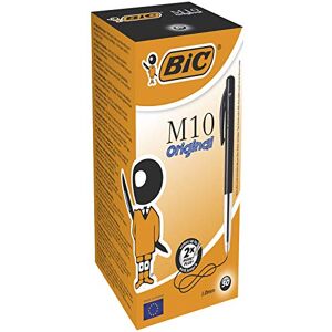 BIC M10 Original Stylos-Bille Rétractables Pointe Moyenne (1,0 mm) Encre De Couleur Noire, Boîte de 50 - Publicité