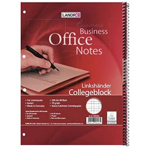 LANDRE LANDRÉ 100050065 Lot pour gaucher de 80 feuilles A4 ligné 70 g/m², spirale à droite, Lot de 10 Bloc-notes pour gaucher Format A4-80 feuilles à carreaux détachables 0 - Publicité