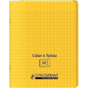 CONQUERANT CLASSIQUE Cahier 48 pages seyès 90 g avec couverture polypropylène jaune 3 rabats, format 17 x 22 cm CONQUERANT - Publicité