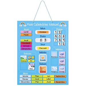 Navaris Calendrier enfant éducatif Calendrier magnétique mural 40 x 32 cm Tableau semainier avec 41x aimant jours mois date saison météo - Publicité