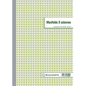 EXACOMPTA Réf. 13510E 1 Manifold 3 colonnes 50 feuillets numérotés et autocopiants en 2 exemplaires (1 original + 1 copie) format A4 certifié FSC fabriqué en France - Publicité