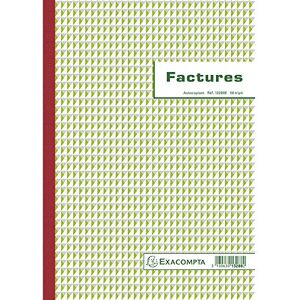 EXACOMPTA Réf. 13288E 1 Manifold FACTURES 50 feuillets numérotés et autocopiants en 3 exemplaires (1 original + 2 copies) format A4 fabriqué en France - Publicité