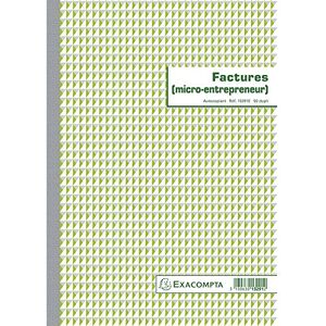 EXACOMPTA Réf. 13291AE 1 Manifold FACTURES micro-entrepreneur 50 feuillets numérotés et autocopiants en 2 exemplaires (1 original + 1 copie) format A4 fabriqué en France - Publicité